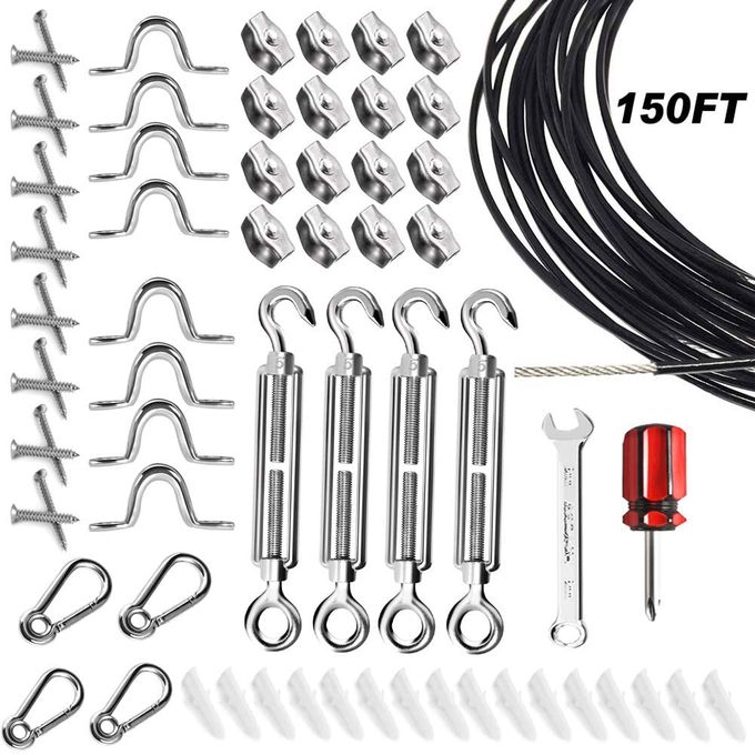 String Light Hanging Kit 150 FT Heavy Duty 10mm Wire Rope