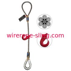 Single Leg Wire Rope Choker Sling , Steel Wire Sling Metal Load Tag 2200 lbs WLL