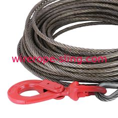 30 M Fiber Core Wire Rope , Steel Wire Cable With Self Locking Swivel Hooks