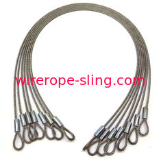 Stainless Steel 7x19 Wire Rope Slings Strand Core 1-3/8" Eyes 45" Length