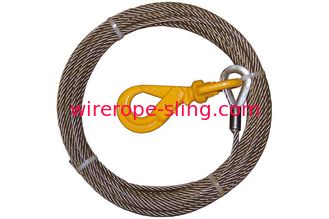 Steel Core Wire Rope Winch , Steel Winch Cable Self Locking Swivel Hooks