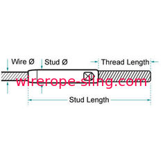 Commercial Steel Cable Hardware , Wire Rope Stud Threaded 316 Grade Stainless Steel