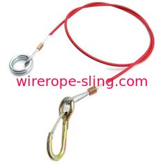 Red Pvc Coated Wire Rope Sling Customized Length With Snap Hook / O - Ring