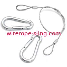 Security Lanyard Line 430 Stainless Steel Wire Rope Slings With Eye & Hook
