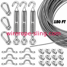 Vinyl Coated Stainless Steel Wire Rope For Globe String Light Suspension Kit 150ft