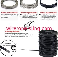 Black Vinyl Coated 304 Stainless 1.5 Mm Steel Wire Rope