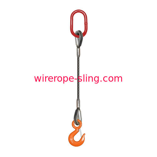 Oval Master Wire Rope Slings With Hooks 1 Leg 1300 Lbs WLL For Common Hitches