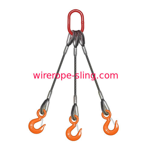 3 - Leg Wire Rope Bridle Sling Stable 52000 Lbs WLL For Overhead Lifting