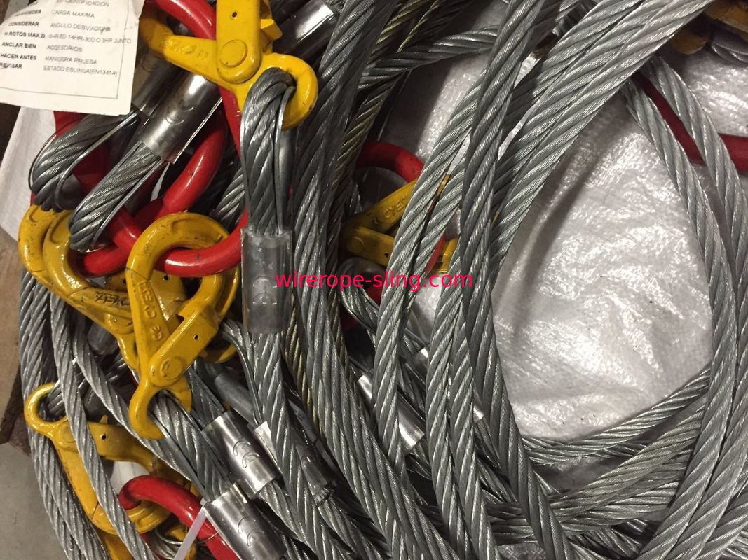 Steel 4 Leg Wire Rope Sling 9/16" X 13.12' Ft Impact Resistance With 4 Grab Hooks