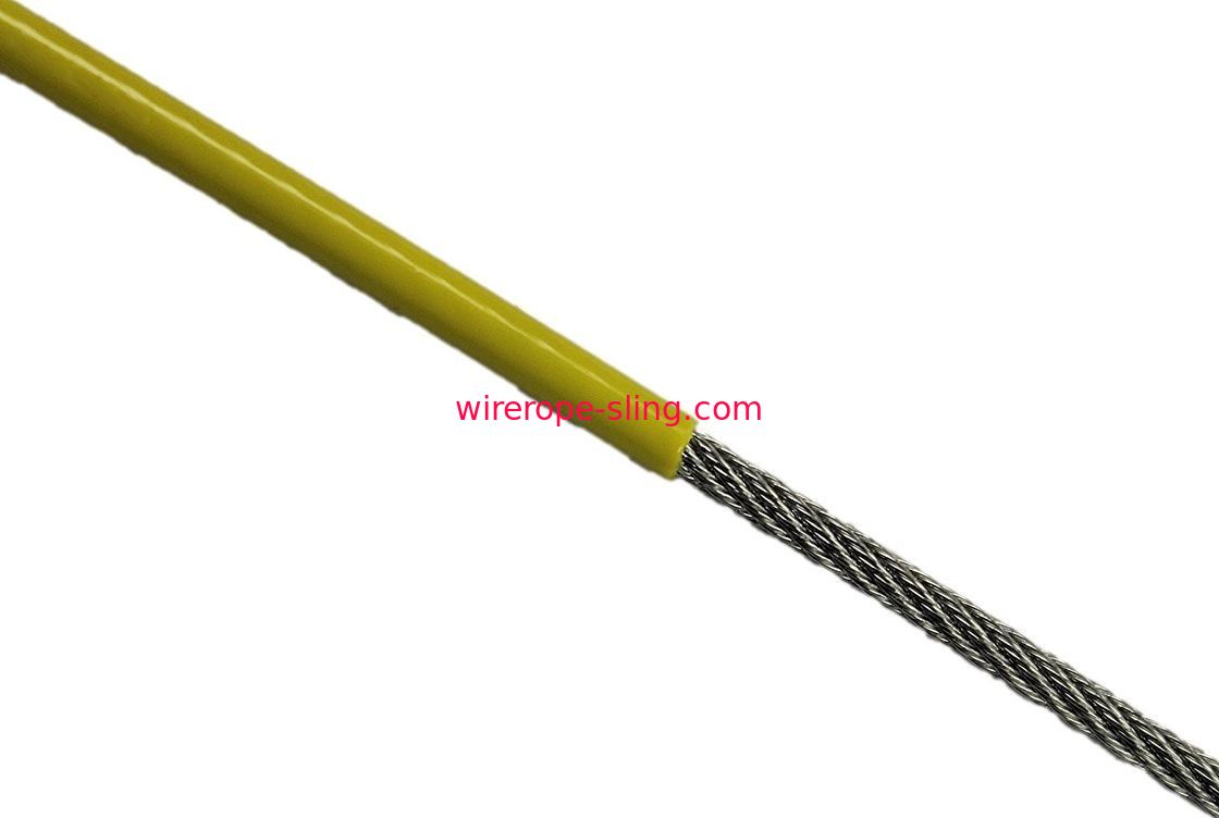 Yellow Decorative Wire Rope , Coated Stainless Steel Cable Corrosion Resistant