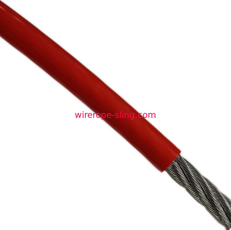 Soft Steel Wire Rope Red 304 Stainless Steel Plastic Coated Fine