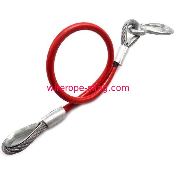 11mm Towing Trailer Breakaway Cable Red Pu Coated With Heavy Duty Snap Hook
