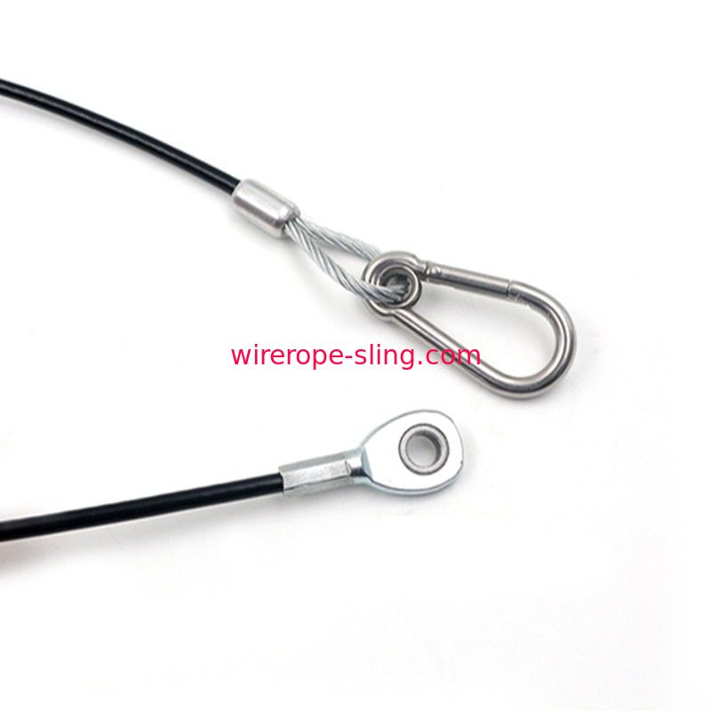 4.0mm Black Plastic Coated Stainless Cable Lifting Slings Accessories With Screwgate