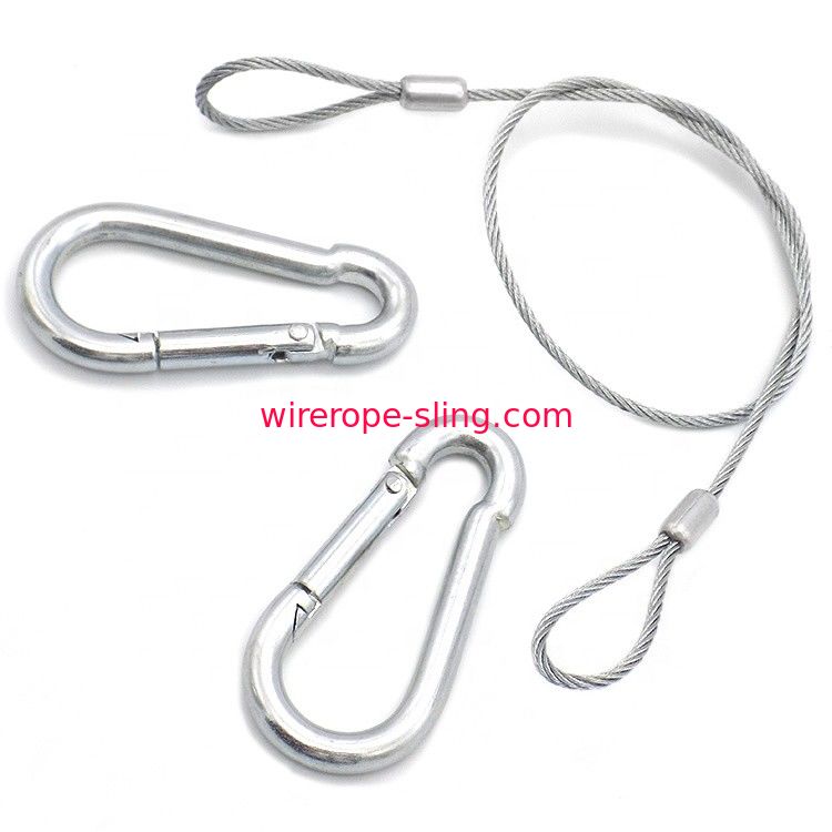 Security Lanyard Line 430 Stainless Steel Wire Rope Slings With Eye & Hook