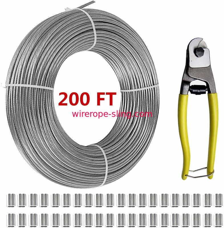 T316 Stainless Steel 1/8" Aircraft Wire Rope For Cable Railing Kits 200 FT
