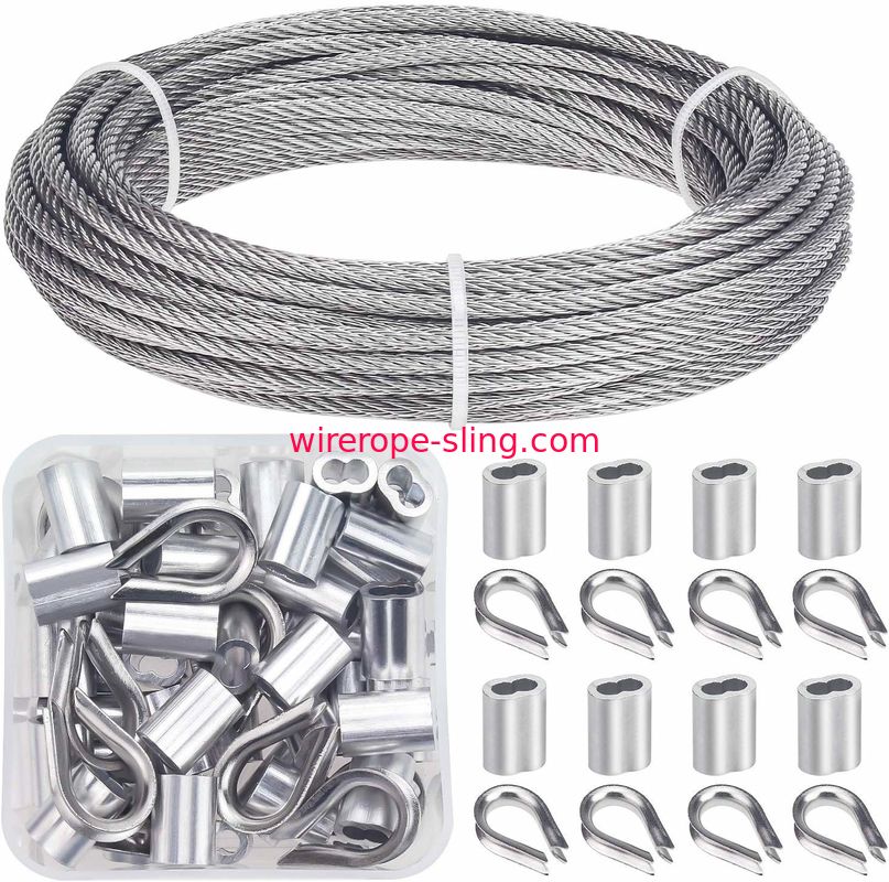 Cable Railing Kits 316 Stainless Steel Wire Rope & Fittings Includes 1/8 Inch X 33 Feet