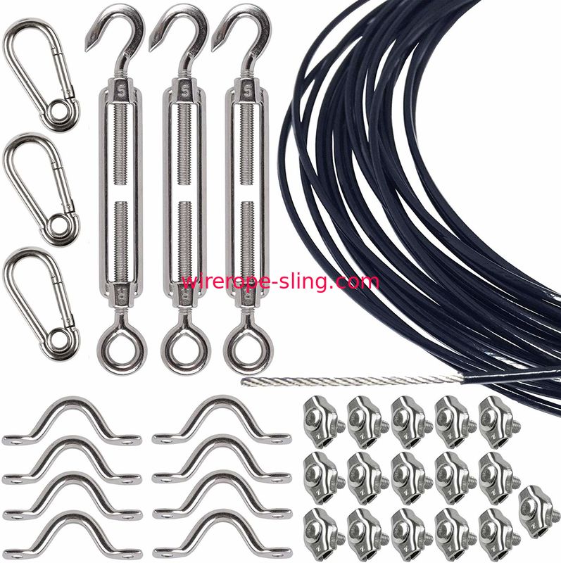 Stainless Steel Hanging Cable Kit Outdoor Light Guide Wire 110 ft with Turnbuckles and Hooks Aotree Globe String Light Suspension Kit