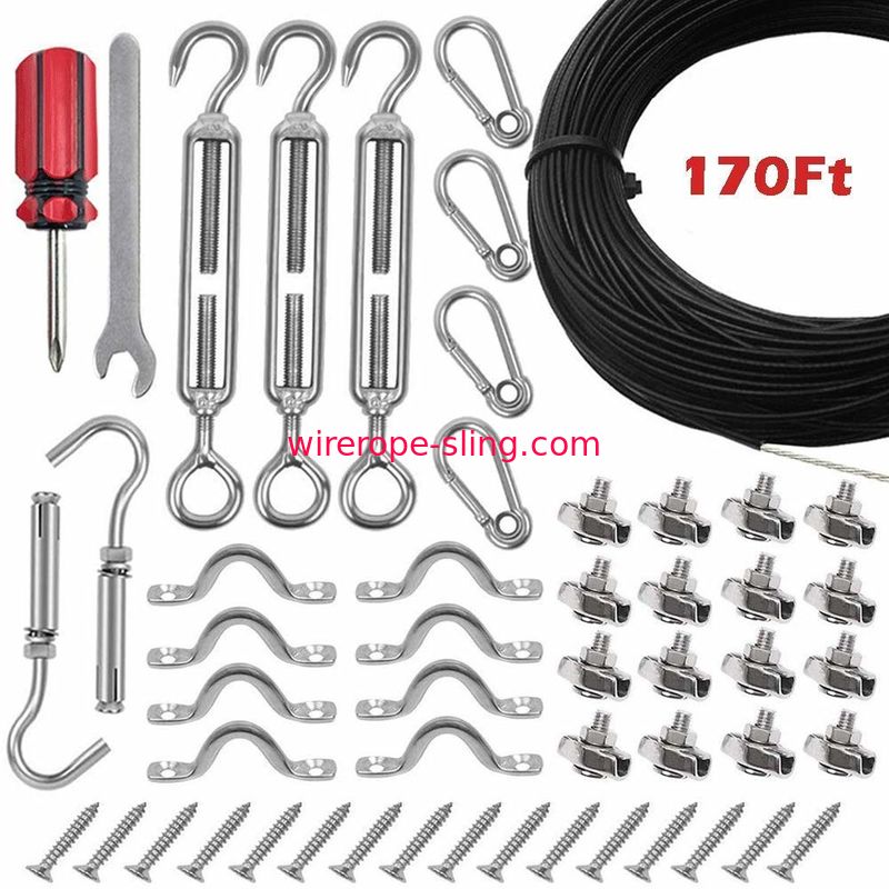 110 ft with Turnbuckles and Hooks Outdoor Light Guide Wire Aotree Globe String Light Suspension Kit Stainless Steel Hanging Cable Kit