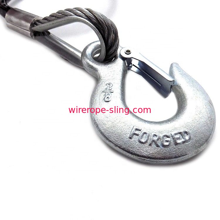 Single Leg Stainless Steel Wire Rope Slings With Latch Hook FOR Trailer Tow