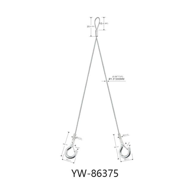Double Mini Hook End Galvanized Steel Security Cable With Two Legs YW86375 0