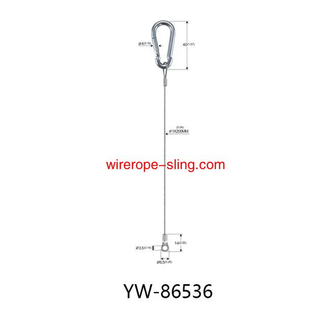 Stainless Steel Wire Rope Cable Slings Lanyard With Double Snap Hooks
