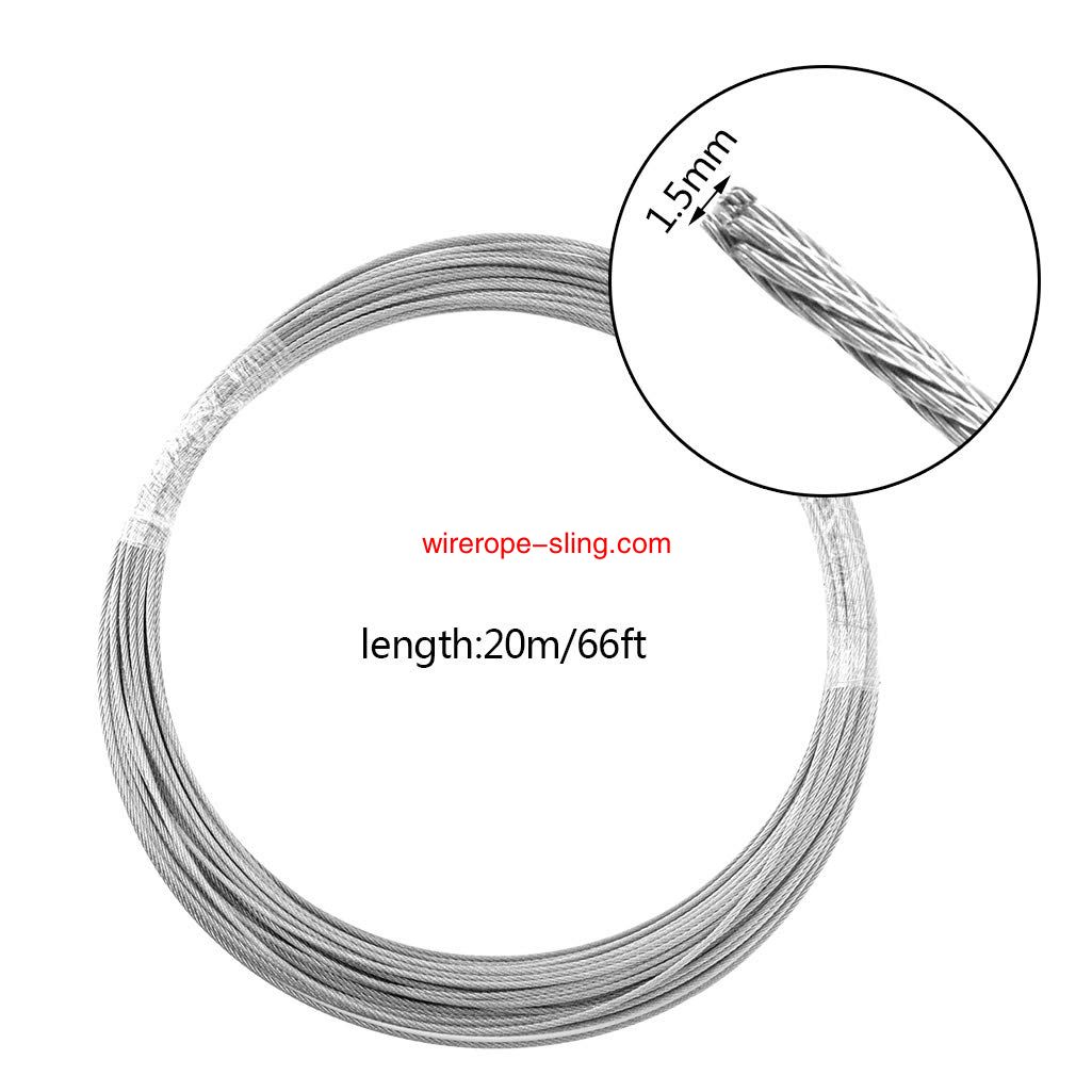 1/16inch x 66Feet Stainless Steel Wire Rope Cable 100Pcs Aluminum Crimping Sleeves and 20Pcs Stainless Steel Thimble Cable Railing Kits