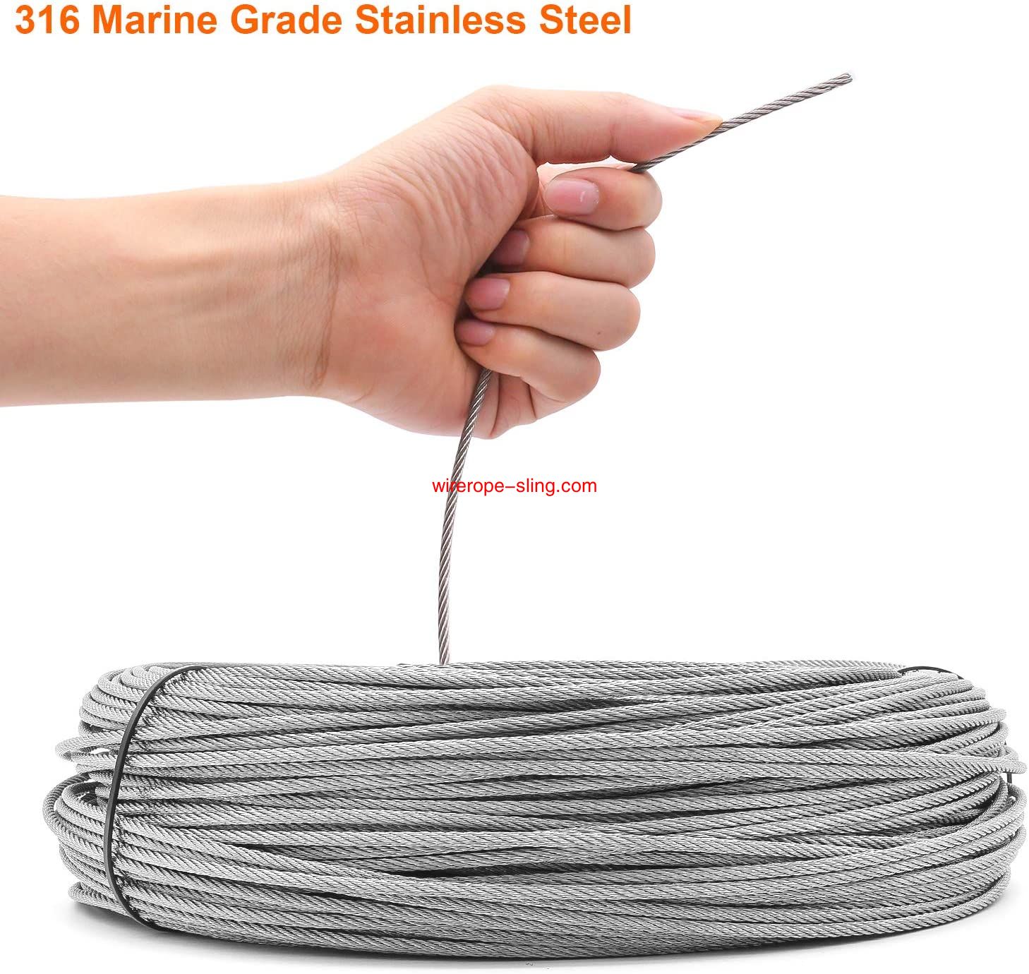 T316 Marin Grade 3mm Stainless Steel Aircraft Wire Rope Cable for Railing, Decking, DIY Balustrade, 100 Feet