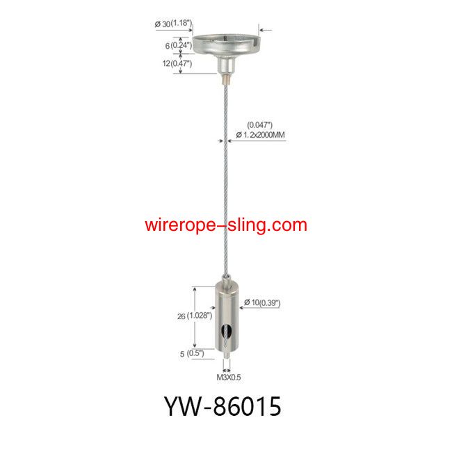 Nickel Plated Brass PVC Coated Ceiling Hanging System With M6 Male Thread YW86013