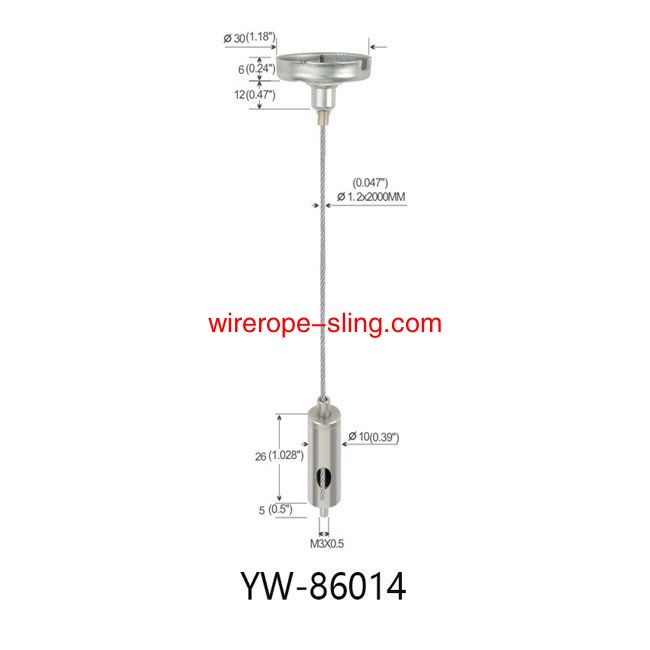 Nickel Plated Brass PVC Coated Ceiling Hanging System With M6 Male Thread YW86013