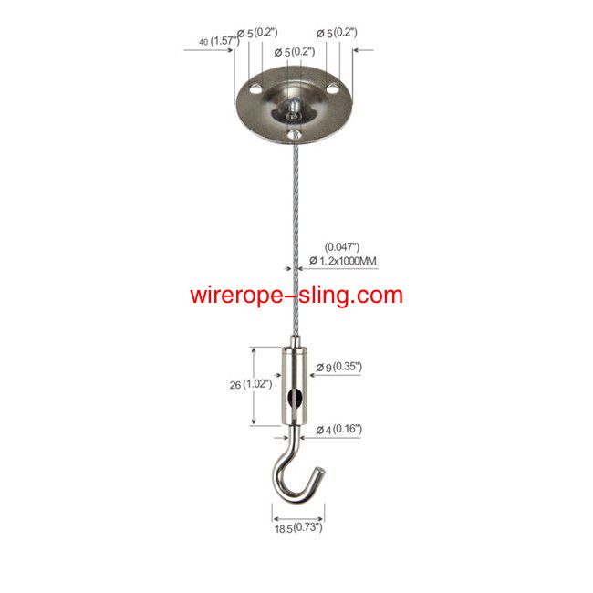Brass Steel Three Holes Suspended Cable Lighting System With A Hook Gripper YW86019