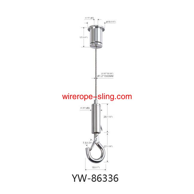 Lighting Fitting Wire Rope Cable Suspension Kit With Adjustable Gripper Hook YW86336