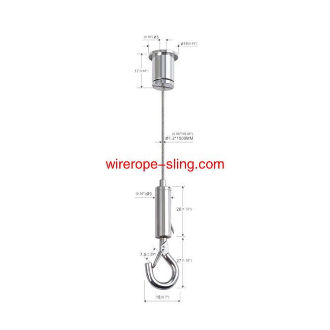 Lighting Fitting Wire Rope Cable Suspension Kit With Adjustable Gripper Hook YW86336