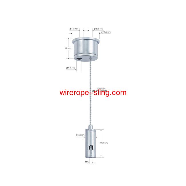 Wire Rope Suspension Cable Kit Silver Plated Brass With Adjustable Gripper YW86339