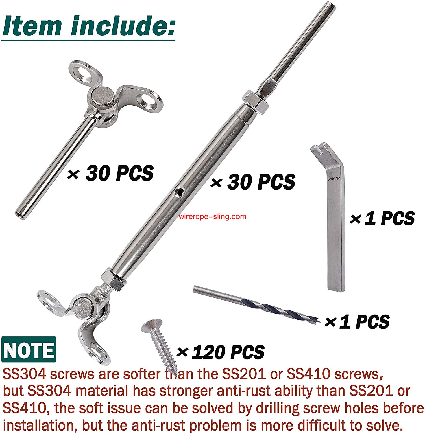 Stainless Steel Wire Rope Adjustable Angle 1/8