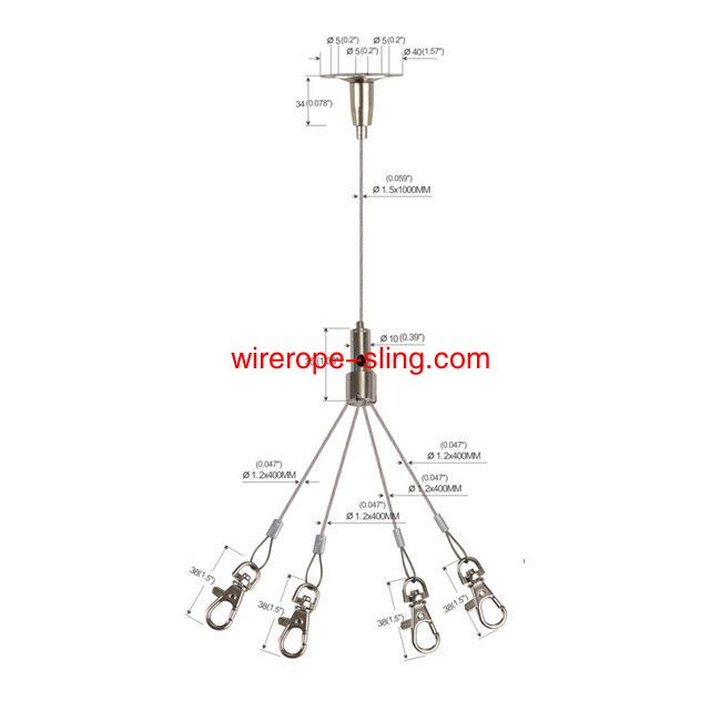 Four Legs With Lobster Clip Art Cable Hanging Kit Brass 1000mm Length YW86022