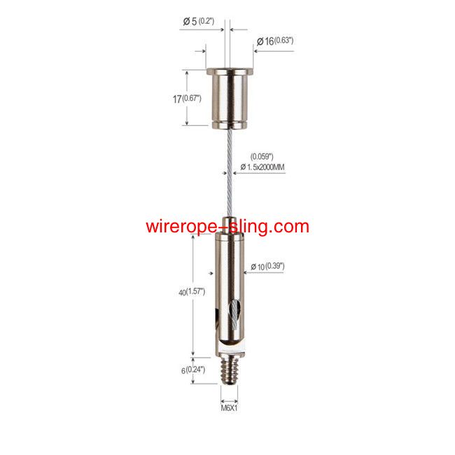 Nickel Plated Brass PVC Coated Ceiling Hanging System With M6 Male Thread YW86013