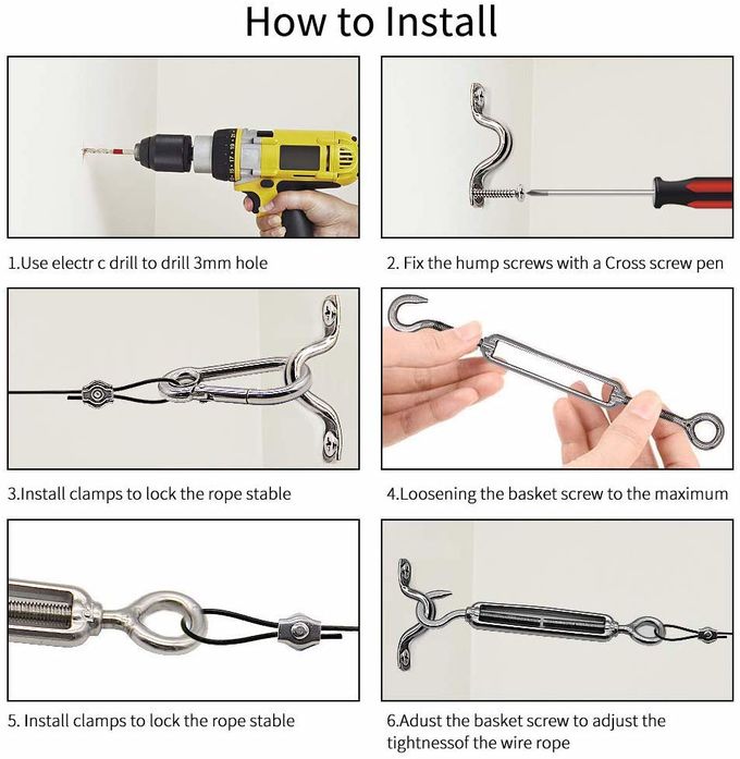 String Light Hanging Kit Coated Steel Wire Rope With 150 FT Suspension Kit