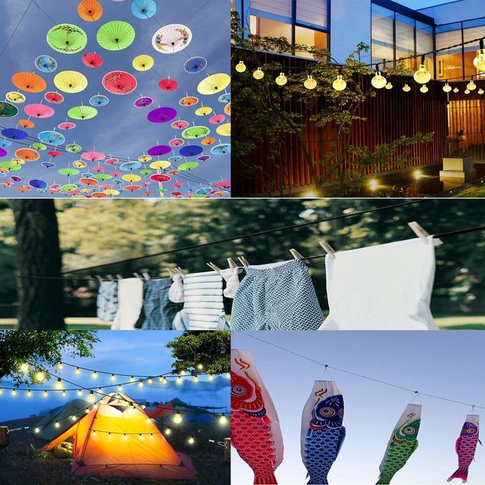 String Light Hanging Kit Coated Steel Wire Rope With 150 FT Suspension Kit