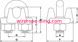 Malleable Galvanized Wire Rope Clamps , U Bolt Nuts For Vinyl Coated Cable