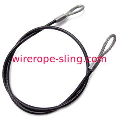 Black Pvc Wire Rope Bridle Slings , 3000mm Length Cable Sling With Loops