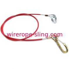 Red Pvc Coated Wire Rope Sling Customized Length With Snap Hook / O - Ring