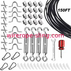 String Light Hanging Kit Coated Steel Wire Rope With 150 FT Suspension Kit