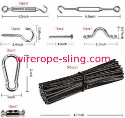 Turnbuckle Stainless Steel Wire Rope Cable Assemblies With Hooks Long Life