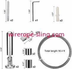 5 Meters Window Curtain Stainless Steel Wire Rope Assemblies With 20 Clips