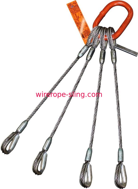 Heavy Duty Four Leg Wire Rope Sling Thimble - To - Thimble Oblong Master Link