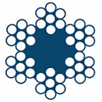 Cross section of bright wire rope 6 × 7 with fiber core