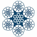 Cross section of compacted bright wire rope 6 × 26 with independent wire rope core