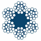 Cross section of bright wire rope 6 × 21 with fiber core