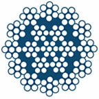 Cross section of rotation resistant bright wire rope 19 × 7 with independent wire rope core