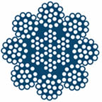 Cross section of bright wire rope 8 × 19 with independent wire rope core